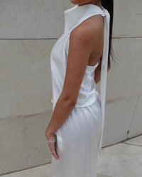 Conjunto satinado elegante dos piezas