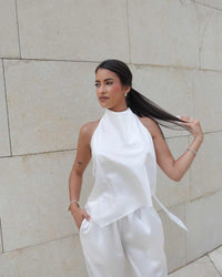 Conjunto satinado elegante dos piezas