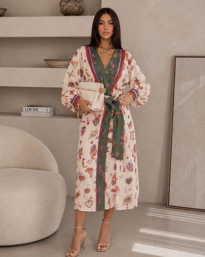 Vestido estampado con cinturón