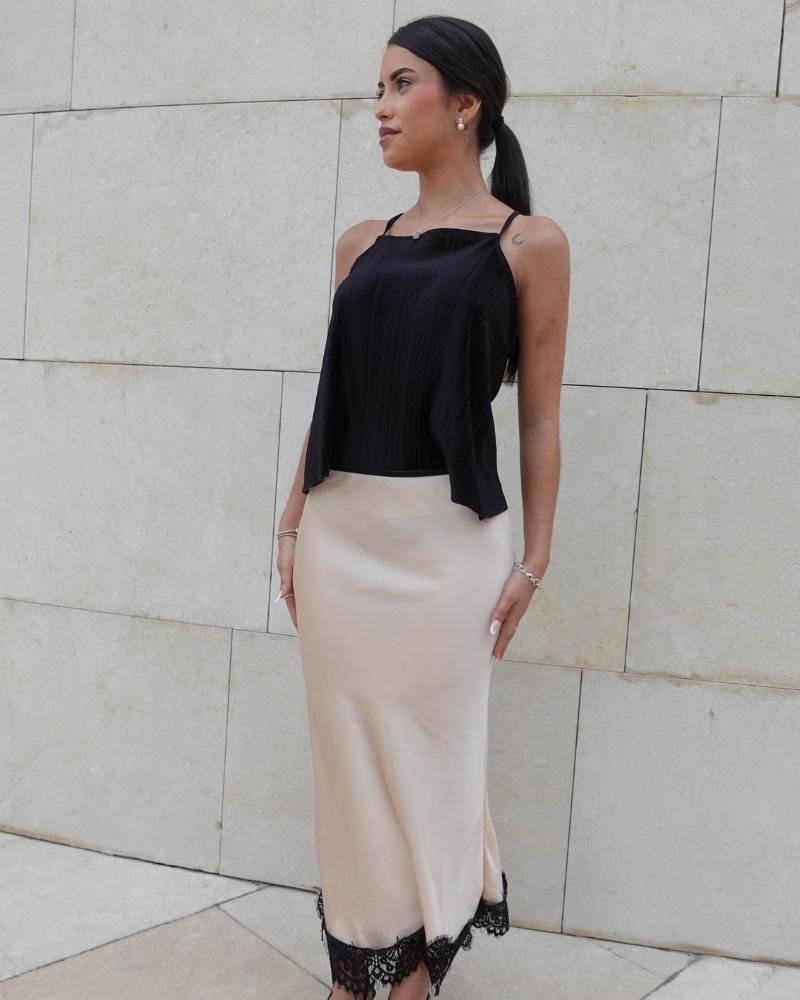 Falda midi lencera