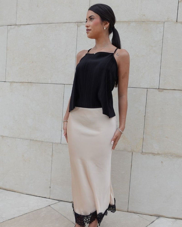 Falda midi lencera