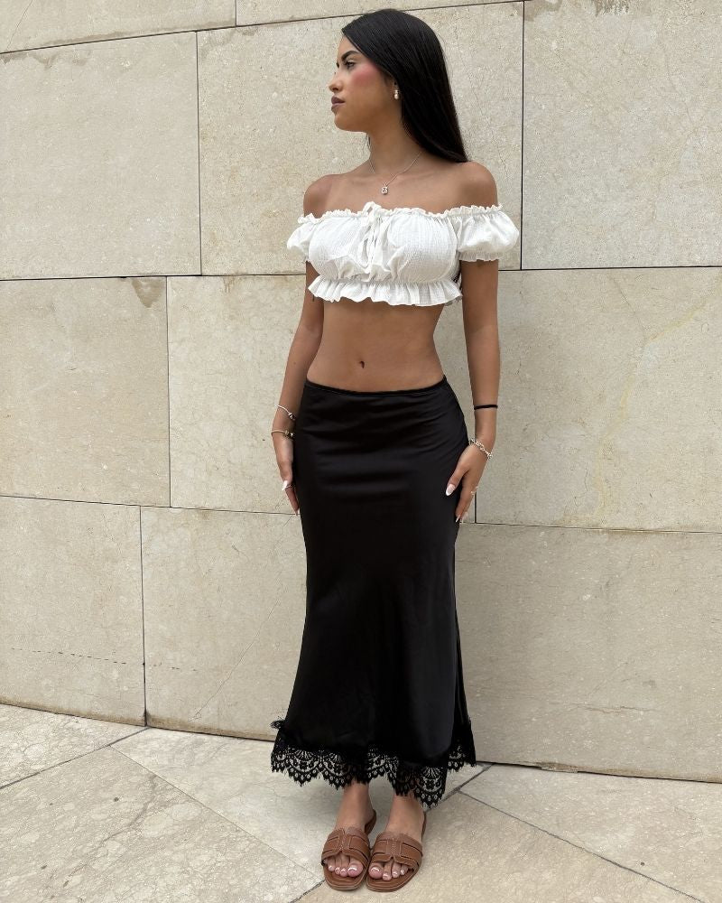Falda midi lencera