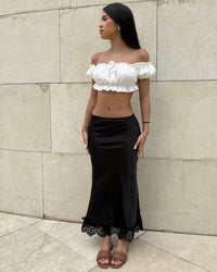 Falda midi lencera